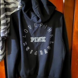 Vs pink bling zip up hoodie, size large. NWT.